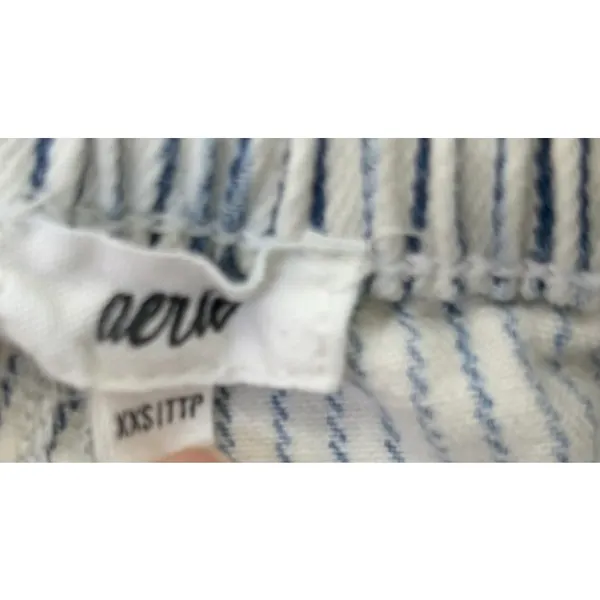Aerie Striped Shorts XXS Elastic Waist Blue White Casual Summer - Image 2