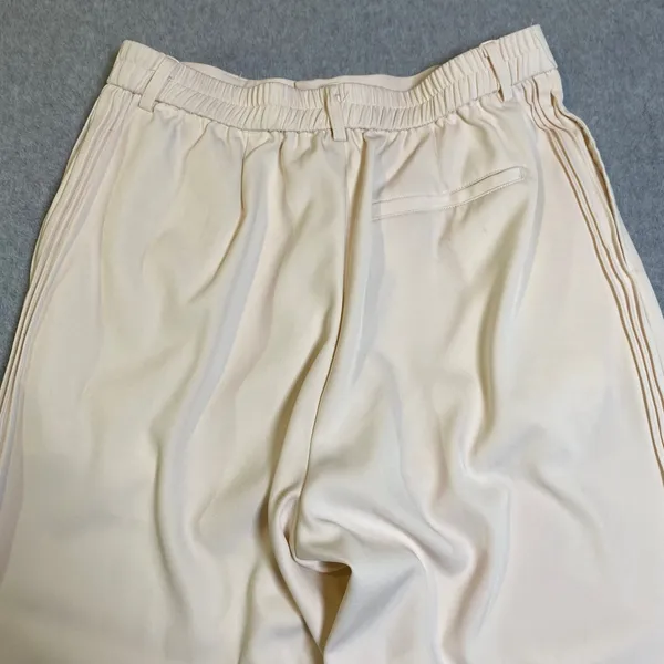 Manfinity UrbanChill Wide Leg‎ Women Large Cream Pleated Side Stripe Flaw GUC - Image 5