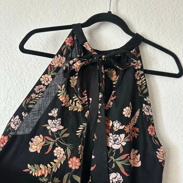 Free People Emily Printed Floral Halter Tank Top Black Size XS - Image 3
