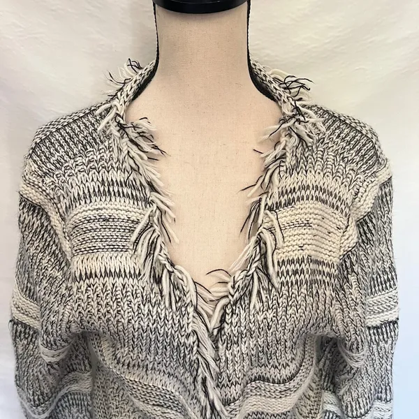 Y2K Dolce Cabo Boho Fringe Cardigan Womens Sz L Festival Hippie Olsen Twin Indie - Image 3