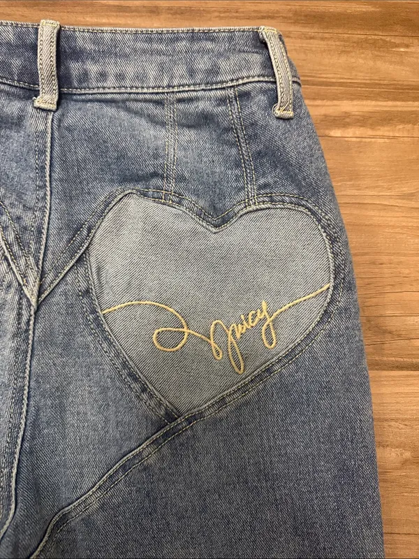 Juicy Couture 2 of Hearts Venice Jeans 00/23 Y2K Heart Pockets McBling $110 - Image 7