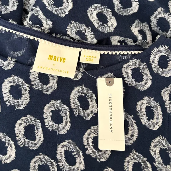 NWT!! Anthropologie MAEVE Lisanne Textured Tunic Tiered Dress Blue White X-Small - Image 10