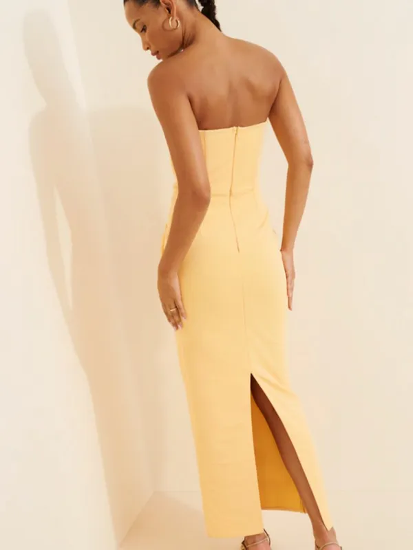 Elliatt Amara Butter Yellow Strapless Sculpted Waist Formal Maxi Dress Size S - Image 15