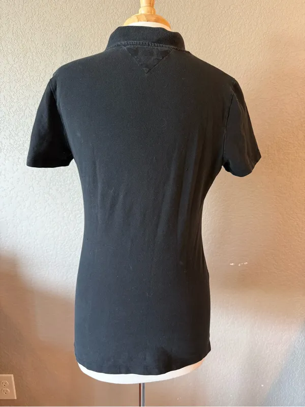Tommy Hilfiger Black Stretch Cotton Polo Shirt Women's S - Image 2
