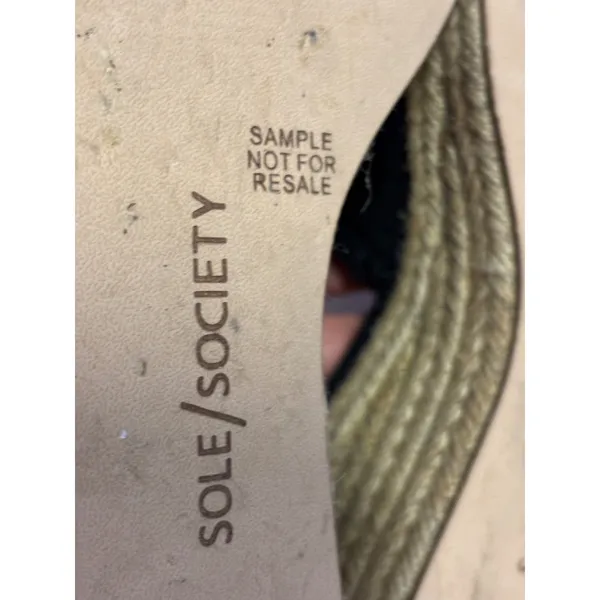 Sole Society Black Canvas Espadrille Wedge Slingback Sandals Frayed Trim Women - Image 4