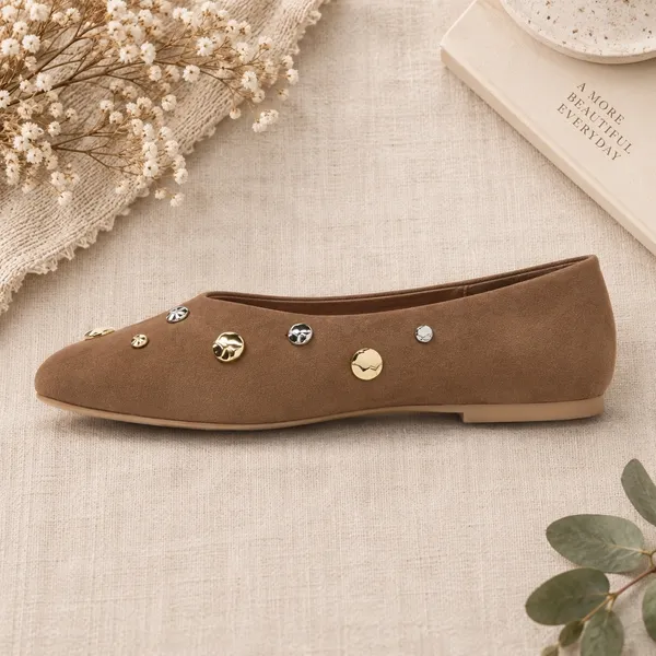 A New Day Sammie Studded Ballet Flats Dark Taupe Memory Foam 7.5 NEW - Image 3