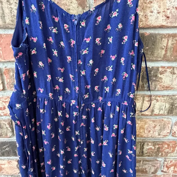 Altar'd State Medium Blue Floral Long Dress Floral Lightweight Feminine Romantic - Image 4