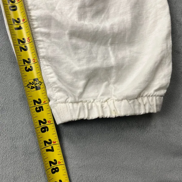 Gap Linen Cotton Jogger Pants S White Drawstring Elastic Waist Tapered Casual - Image 3