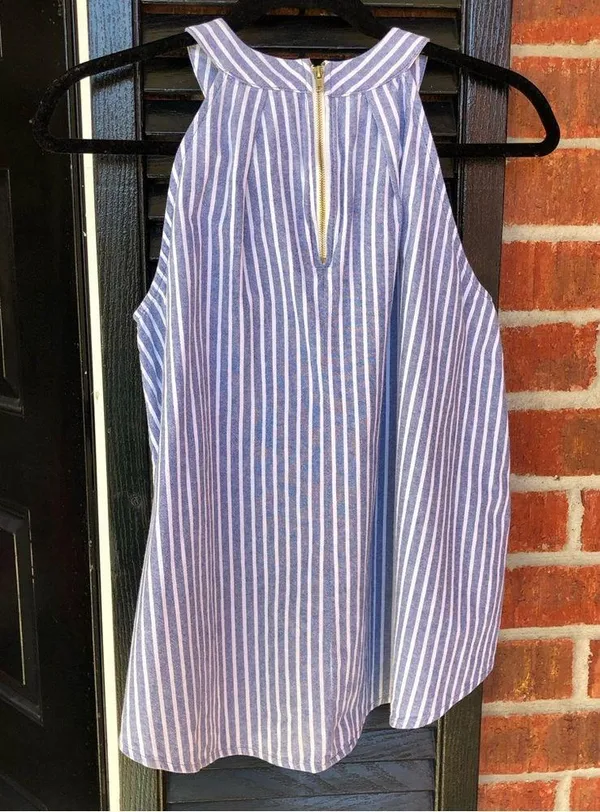 Altar'd State Striped Linen Top Blouse M - Image 6