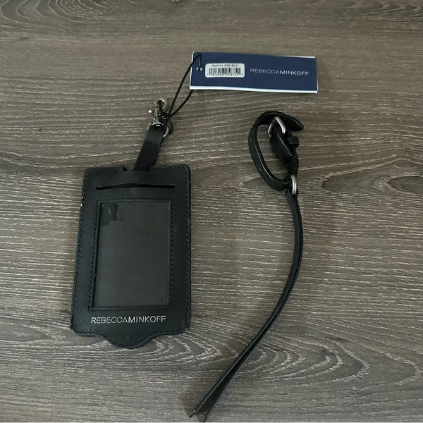Rebecca Minkoff So Connected Luggage Tag Black Leather Studded USB - Image 3