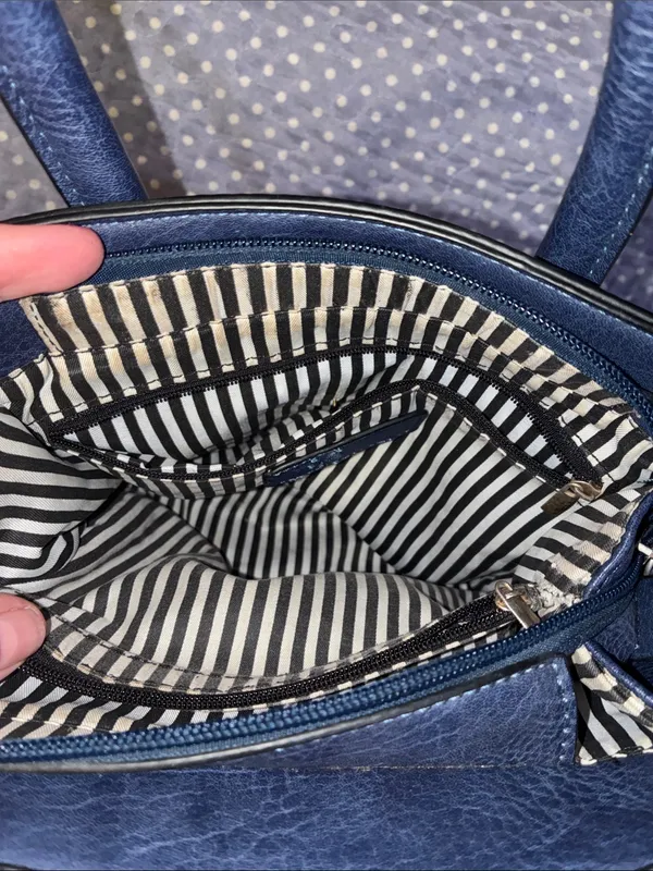 Classic Navy Blue Nautical Top-Handle Crossbody Bag Purse - Image 7