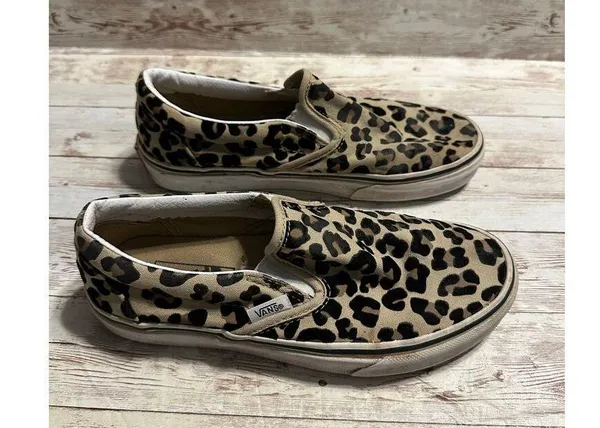 Vans Slip On Sneakers Women's Size 6 Leopard Animal Print Canvas Shoes Comfy - Image 3