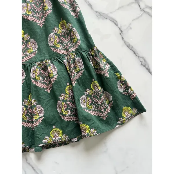 Pink Chicken Indira mini Dress Hunter Green Flower Sz Small boho peasant prairie - Image 13