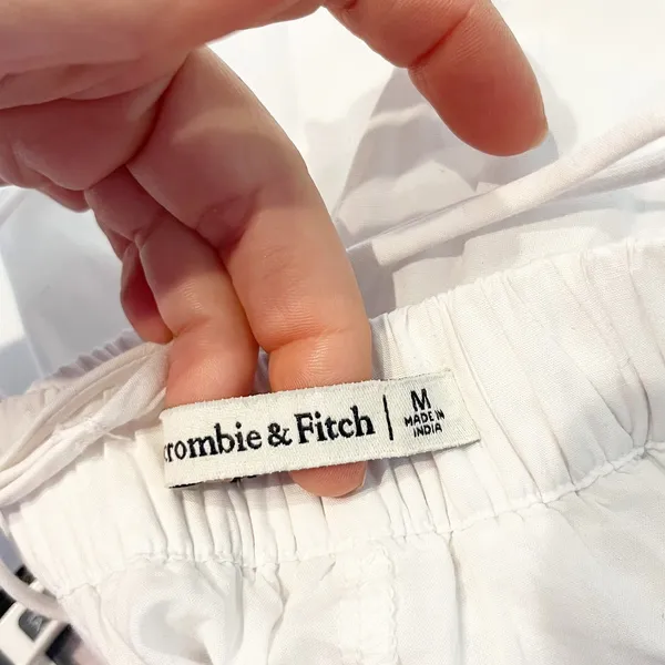 Abercrombie & Fitch Plunge V Neck Babydoll Poplin Mini Dress White Medium - Image 2