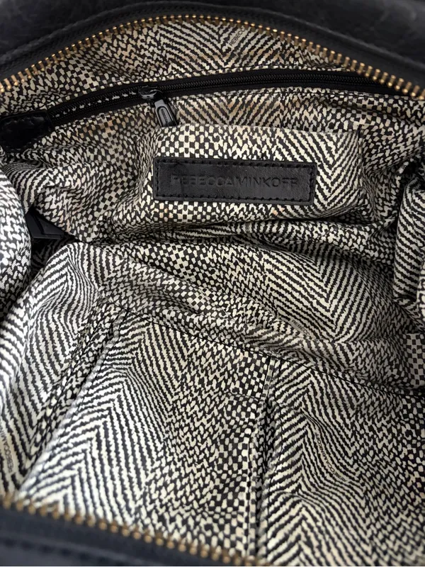 REBECCA MINKOFF MAB Bowery BLACK Trapezoid Leather Satchel Bag AUTHENTIC - Image 5