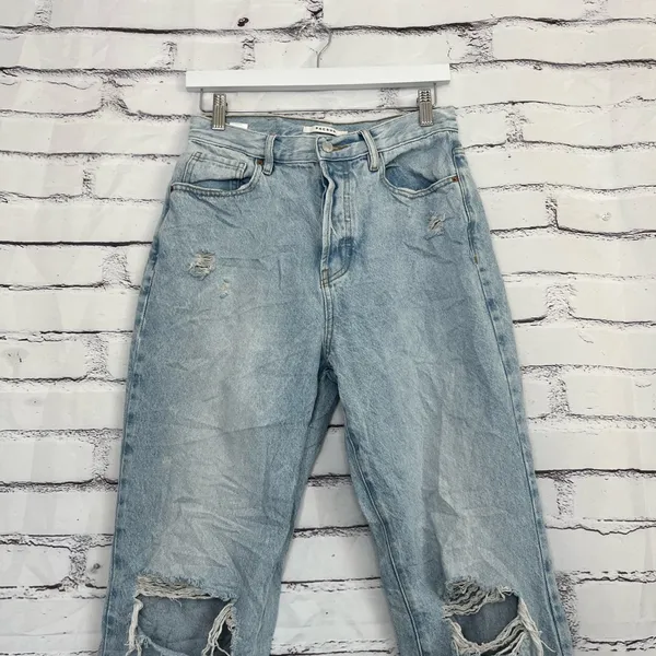 Vintage Y2K PacSun Dad Jeans High Rise Button Fly Light Wash Distressed Size 28 - Image 6