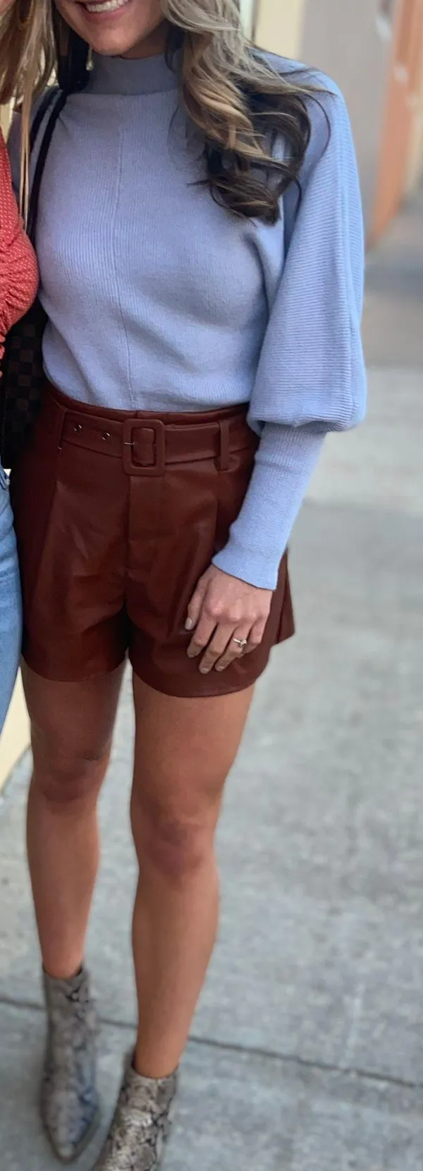 Brown Leather Shorts - Image 2