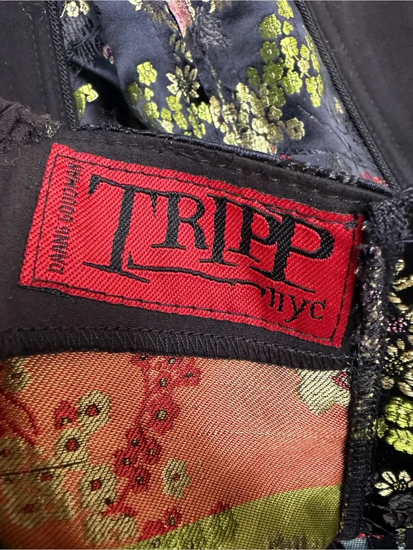 Tripp NYC Vintage Y2K Hot Topic Oriental Geisha Satin Brocade Corset Goth Medium - Image 3