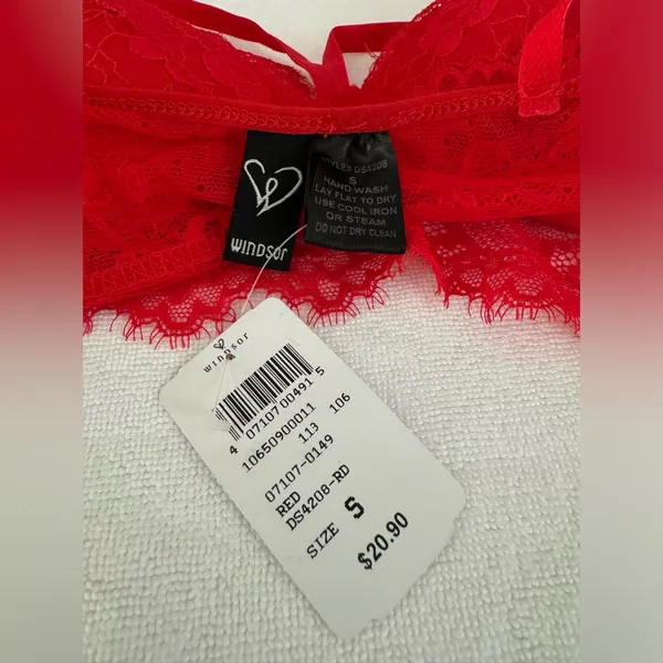NEW Windsor Sexy Bright Lipstick Red Strappy Lace Padded Bralette Festival S - Image 5