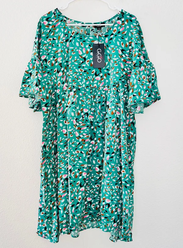 NWT GiGio USA Dot Printed Loose Fit Flowy Flutter Sleeve Knee Length Dress - Image 2