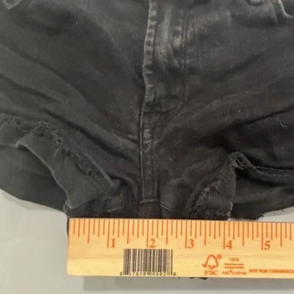 Abercrombie & Fitch Womens Black Denim Shorts Raw Hem Cut Off Size 26 2 Low Rise - Image 9
