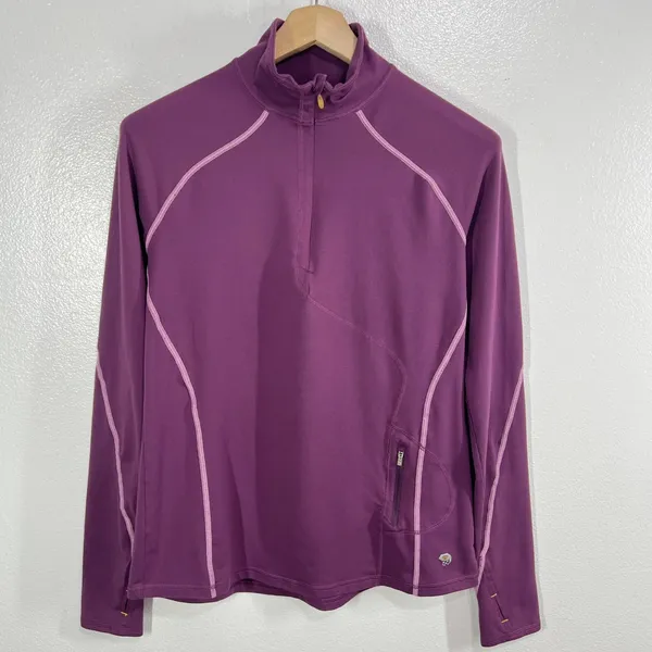 Mountain Hardwear 1/4 Zip Pullover Women Medium Purple ThumbholesHiking Gorpcore - Image 3