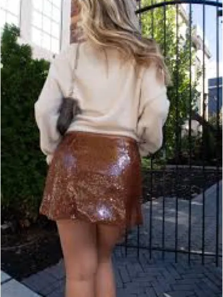 Sans Souci Copper Sequin Mini Skirt - Image 6