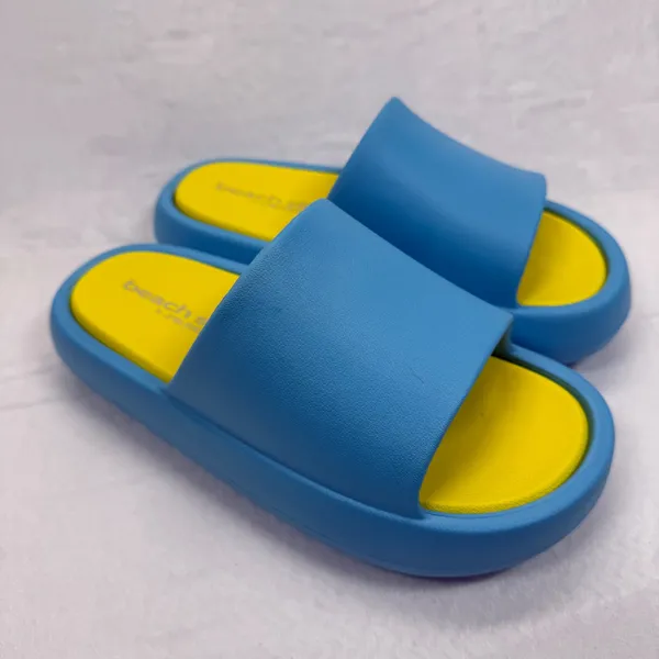 J/Slides Beach Slides Sandals Turquoise Yellow Squish Slides Size 7‎ - Image 4