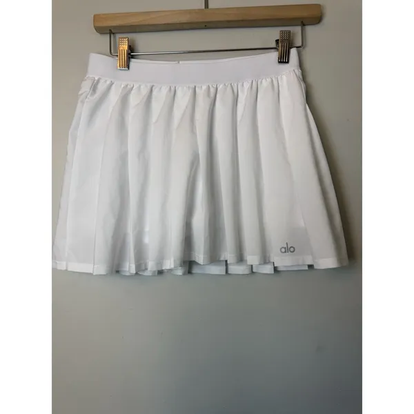 Women’s Authentic Alo Yoga White Varsity Pleated Tennis Skirt Skort XS - Image 6