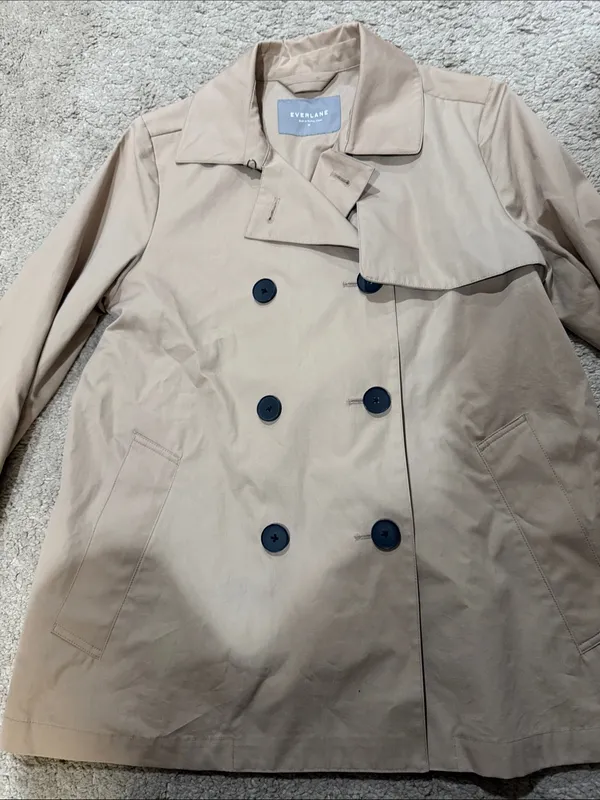 Everlane Beige Double-Breasted Trench Coat 100 percent cotton size M EUC - Image 4