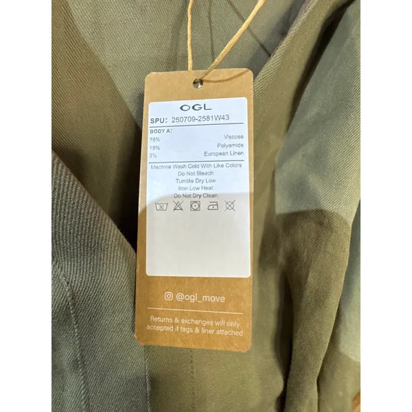 Brand New OGL Size Small Olive Green Midi Shirt Dress With Belt - Image 5
