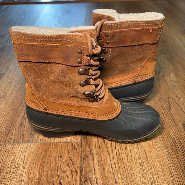 Sorel Fancy Lace II Womens size 7 Boots Brown Waterproof Leather Lace Up Duck - Image 8