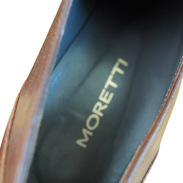 Moretti Brown Leather Lace Up Heeled Oxfords Women Size 39 9 8.5 Brogue Wingtip - Image 8