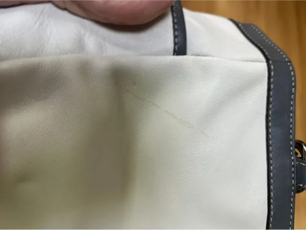 Coach East West Gallery Leather White & Grey Pleated Tote Shoulder Bag - Image 7