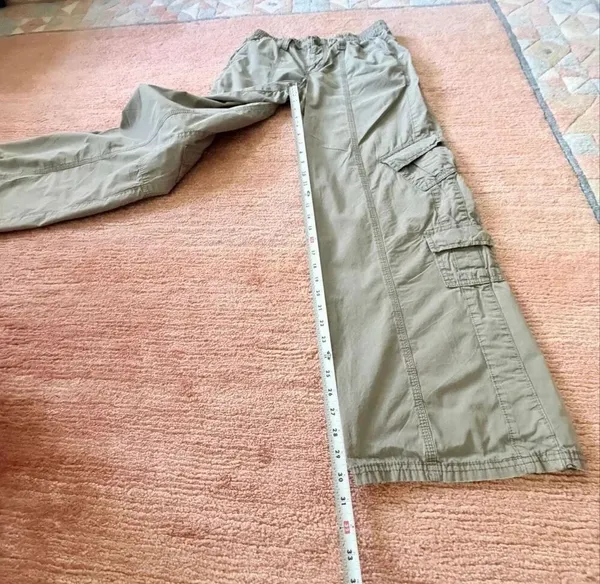 Y2K Cargo Olive Green High Rise Wide Leg Cotton Utility Pants S - Image 5
