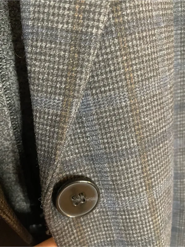 Joie Gray Plaid Long Single-Breasted Trench Coat Notched Lapel Size XS - Image 10