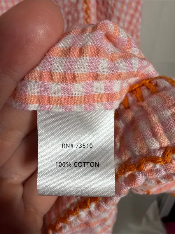 Sister Mary Veronica Pink Orange Checker Gingham Embroidered Floral Mini Dress S - Image 5