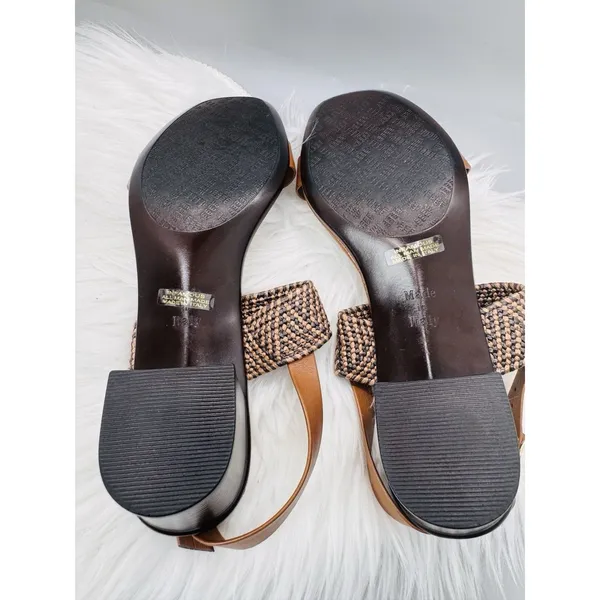 Italian Shoemakers Sandal Womens Size 10 Brown Woven Slingback Italy Block Heel - Image 9