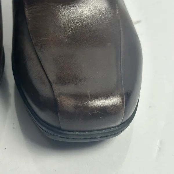 Clarks Womens Dark Brown Leather Square Toe Block Heel Ankle Booties‎ 9M - Image 7