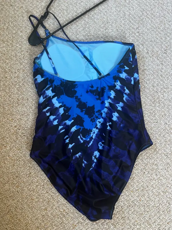 Aerie One Shoulder Blue Full Coverage swimsuit size medium - Image 3