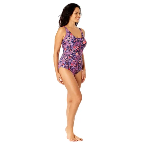 NEW Lands’ End Paisley Floral One Piece UPF 50 Adjustable Straps Swimsuit, XS - Image 10
