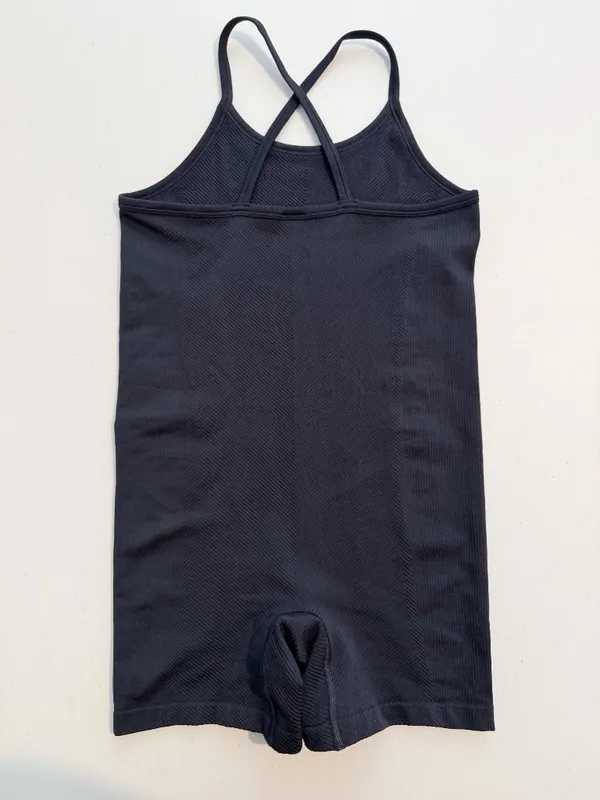 All In Motion Romper Large Black Compressive Spaghetti Strap Pilates Sporty Luxe - Image 8