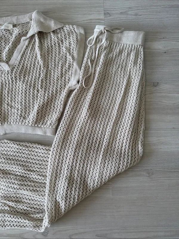 Beige Botany Cream Crochet Top & Skirt - Image 2