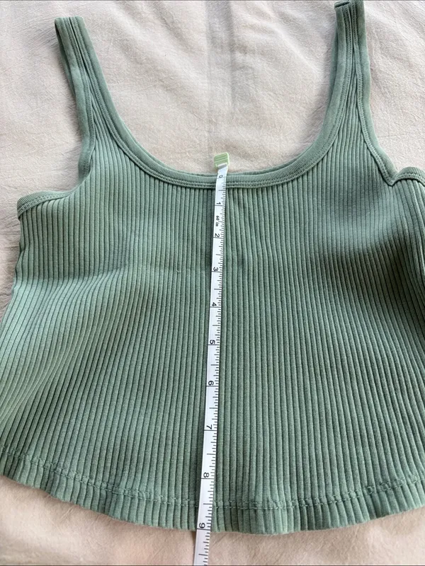 Old Navy Sage Green Ribbed Crop Tank Top - S - Image 4