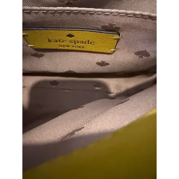 Kate Spade Yellow Quilted Leather Shoulder Bag Flap Chain Strap Crossbody Small - Image 13