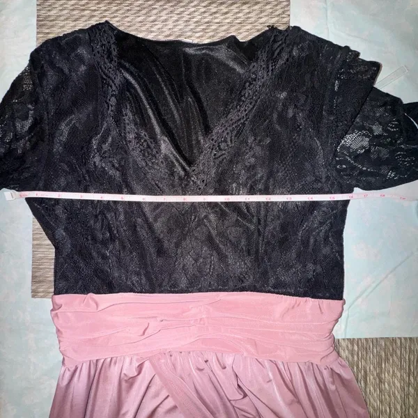 Whimsigoth Black Lace Top Rose Skirt Evening Prom Dress X-Large 3/4 sleeve - Image 7