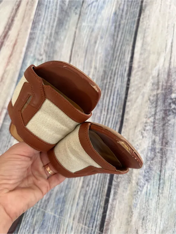 Franco Sarto Brown & Cream Slip-On Sandals - Image 6