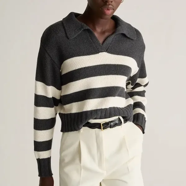 NWT Quince Striped Polo Knit Sweater  - Image 3