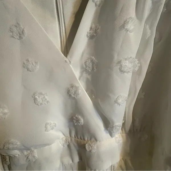Lulus Always On Repeat White Clip Dot Long Sleeve Mini‎ Dress Sz Medium Chiffon - Image 7