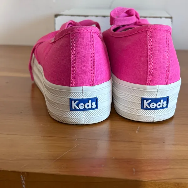 Keds Triple Up Neon Pink Linen Platform Sneakers WF67959 Womens 7 - Image 5